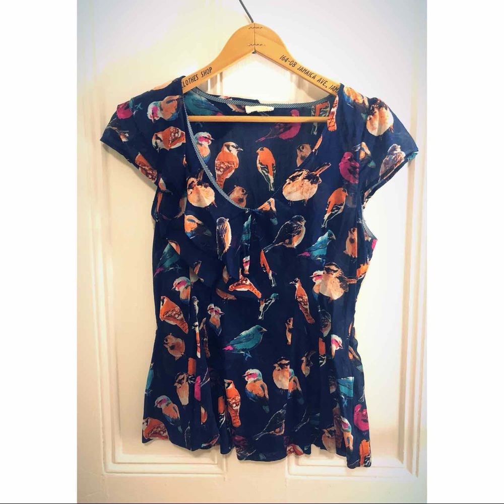 Anthropologie Meadow Rue Semi-Sheer Bird Top